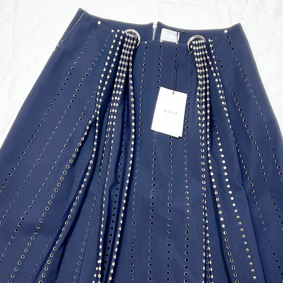 Dion Lee Embellished Perforated Pleated Skirt US 8 Blue Polyester Zipper 2016 - Picture 5 of 16